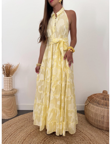 Maylor - robe longue jacquard jaune