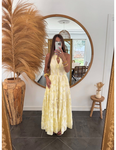 Maylor - robe longue jacquard jaune