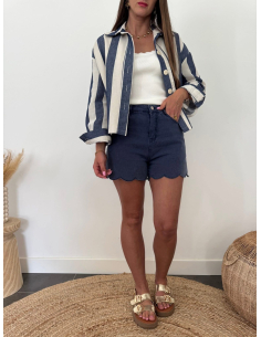 Nolye - veste à rayure marine & écru