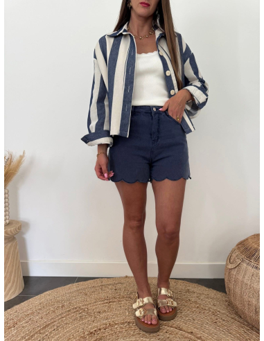 Nolye - veste à rayure marine & écru