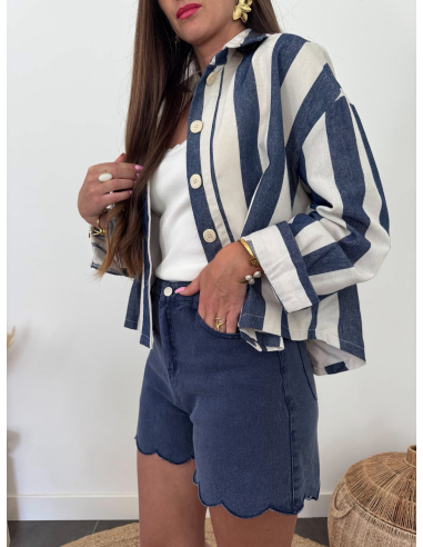 Nolye - veste à rayure marine & écru
