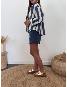 Nolye - veste à rayure marine & écru 2