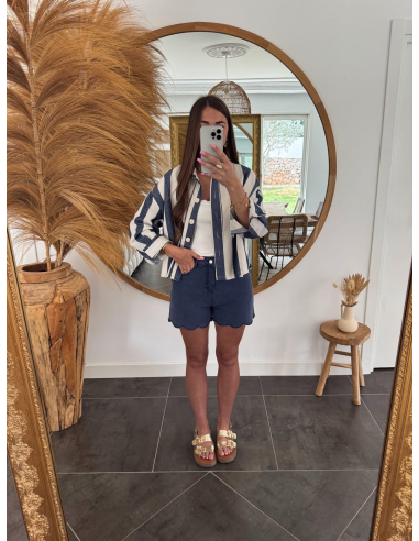 Nolye - veste à rayure marine & écru