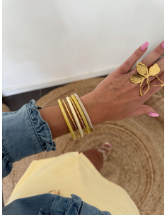 Jonas - bracelets en résine jaune