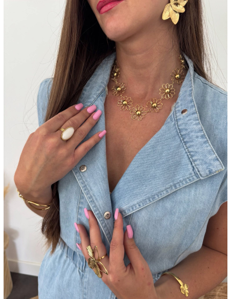 Amanda - collier fleurs dorée