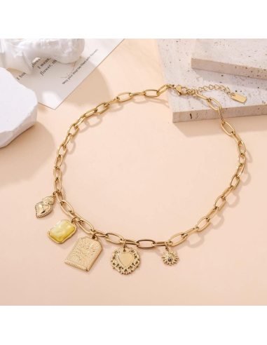 Cyprien - collier charms fin doré