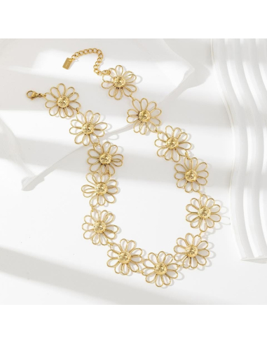 Amanda - collier fleurs dorée