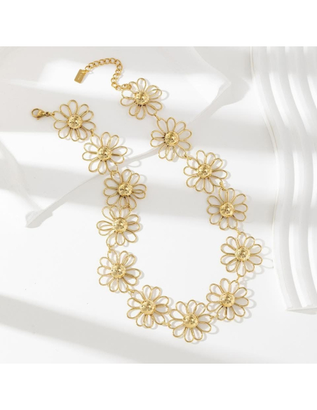 Amanda - collier fleurs dorée