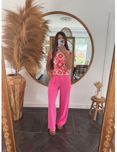 Capri - pantalon en lin fuchsia