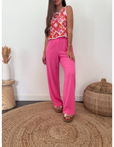 Capri - pantalon en lin fuchsia
