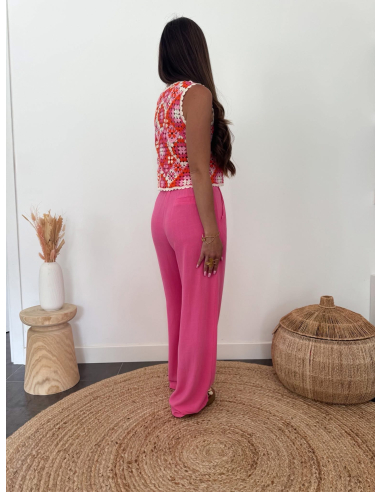 Capri - pantalon en lin fuchsia