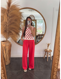 Siargo - pantalon en lin rouge