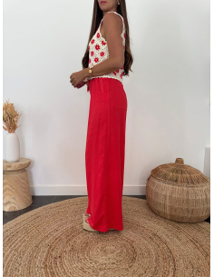 Siargo - pantalon en lin rouge 2