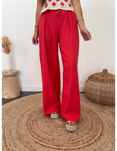 Siargo - pantalon en lin rouge