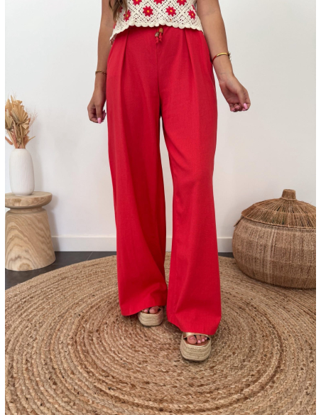 Siargo - pantalon en lin rouge