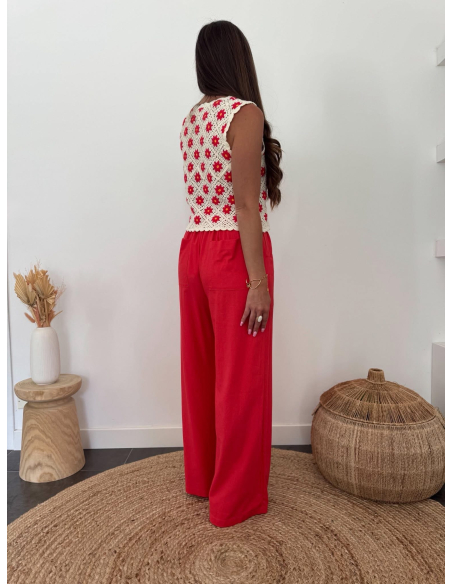 Siargo - pantalon en lin rouge