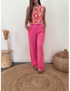Claudine - top crochet fuchsia 2