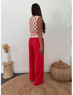 Celiane - top crochet fleurs rouges 2