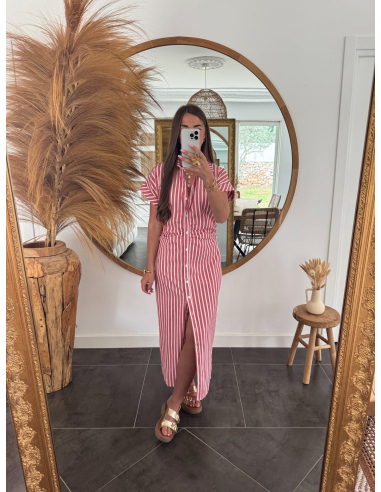 Polanne - robe rayée rouge & blanc