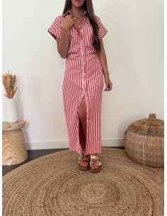 Polanne - robe rayée rouge & blanc 2