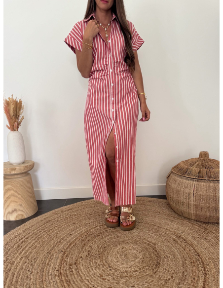Polanne - robe rayée rouge & blanc