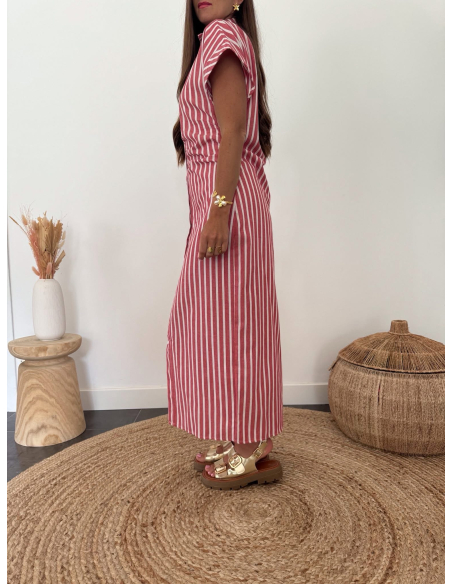 Polanne - robe rayée rouge & blanc