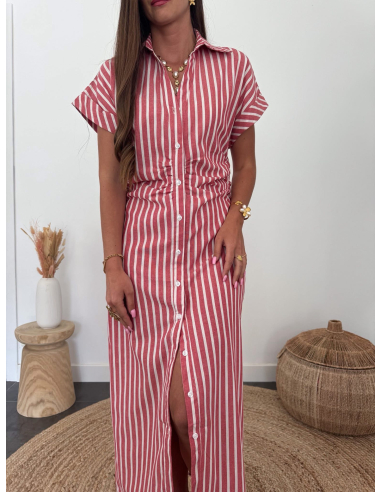 Polanne - robe rayée rouge & blanc