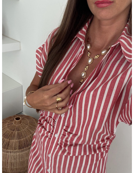 Polanne - robe rayée rouge & blanc