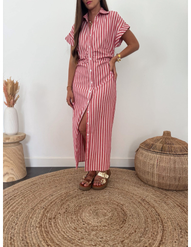 Polanne - robe rayée rouge & blanc