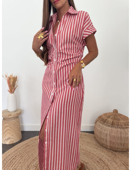 Polanne - robe rayée rouge & blanc