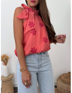 Vanessa - top corail brodé 2
