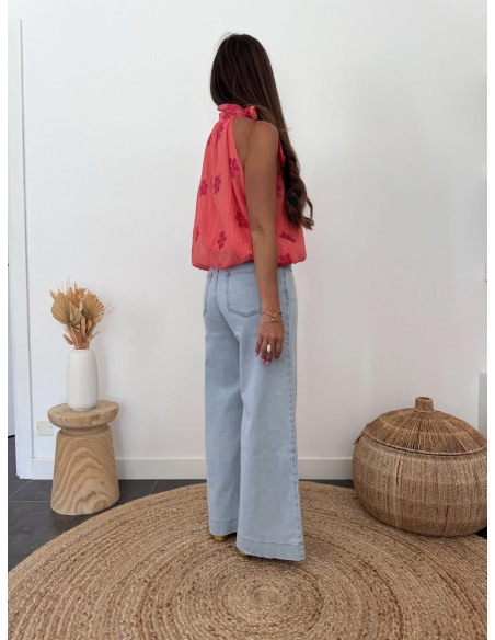 Vanessa - top corail brodé