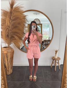 Aurine - combishort en jean rose
