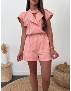 Aurine - combishort en jean rose 2