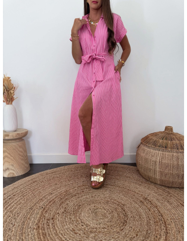 Talyra - robe chemise rayée