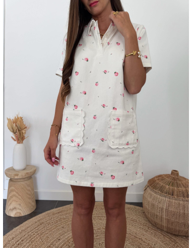 Roxane - robe en jean fleurie