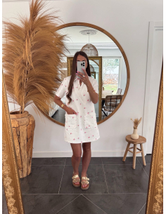Roxane - robe en jean fleurie