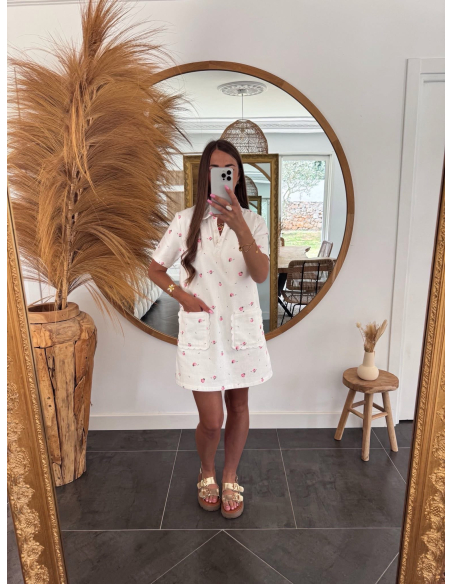 Roxane - robe en jean fleurie