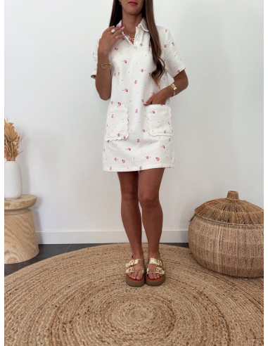Roxane - robe en jean fleurie