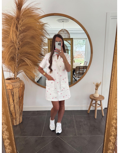 Roxane - robe en jean fleurie