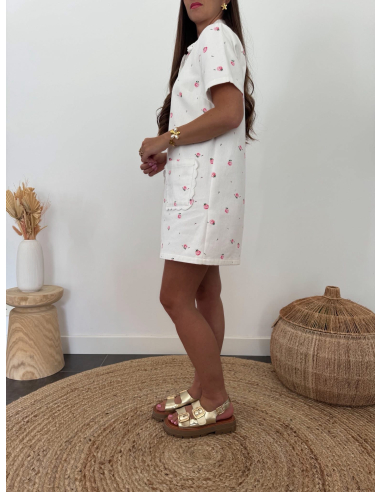 Roxane - robe en jean fleurie