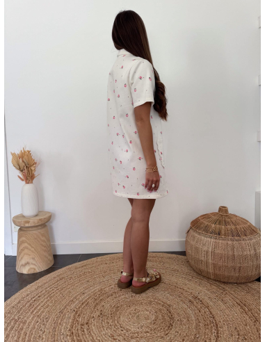 Roxane - robe en jean fleurie