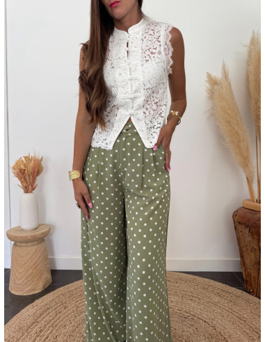 Nicolas - pantalon à pois vert
