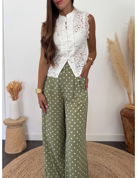 Nicolas - pantalon à pois vert