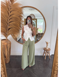 Nicolas - pantalon à pois vert