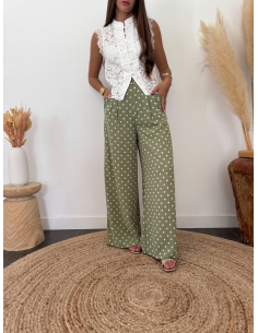Nicolas - pantalon à pois vert 2