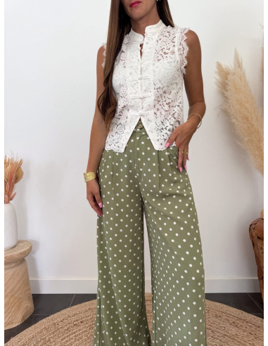 Nicolas - pantalon à pois vert