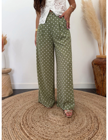 Nicolas - pantalon à pois vert