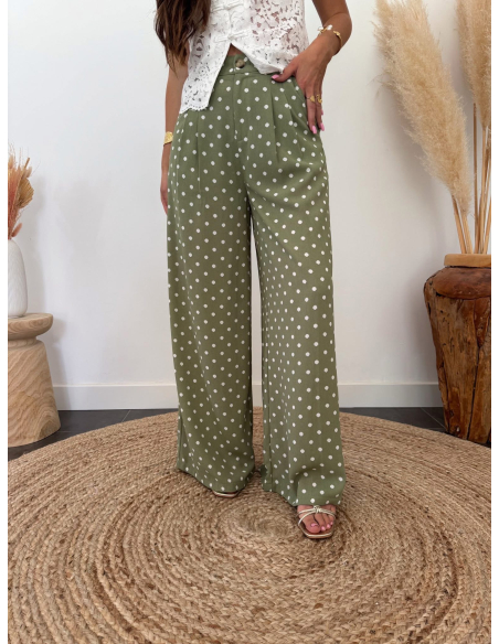 Nicolas - pantalon à pois vert
