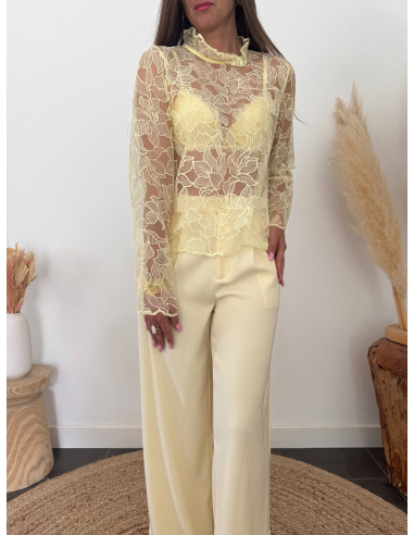 Praline - blouse en dentelle jaune